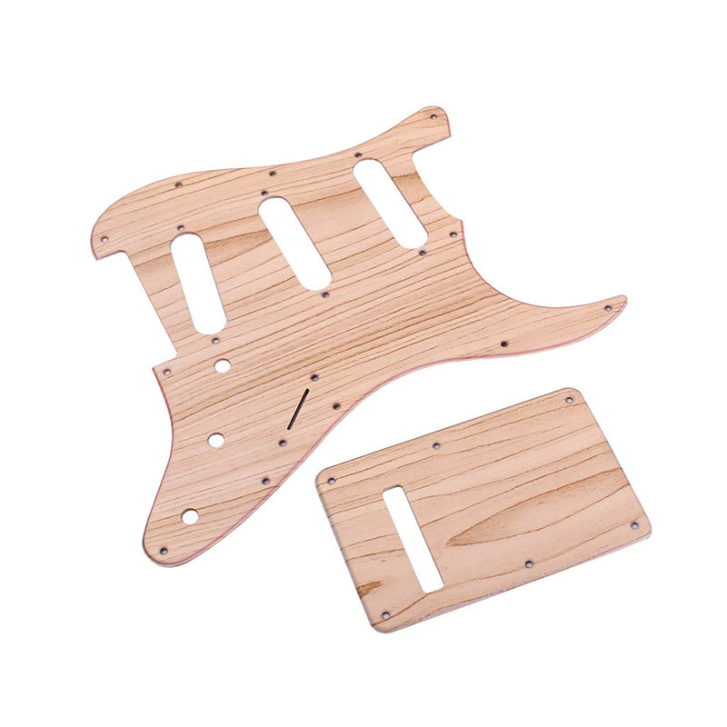 Alnicov 11 Hole Stratocaster Pickguard,SSS PVC Maplewood Grain Guitar Pickguard Backplate for Standard Strat Guitar Replacement