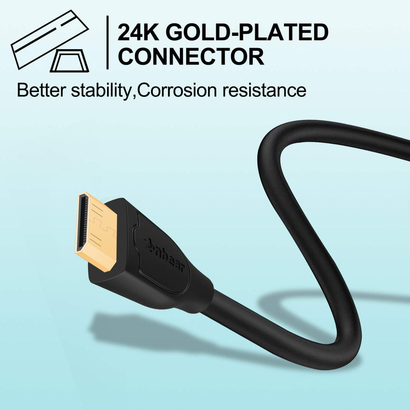 Mini HDMI to HDMI Adapter,Anbear Mini HDMI to HDMI Cable 4K×2K for DSLR Camera,Laptop, Camcorder, Tablet and Graphics Video Card