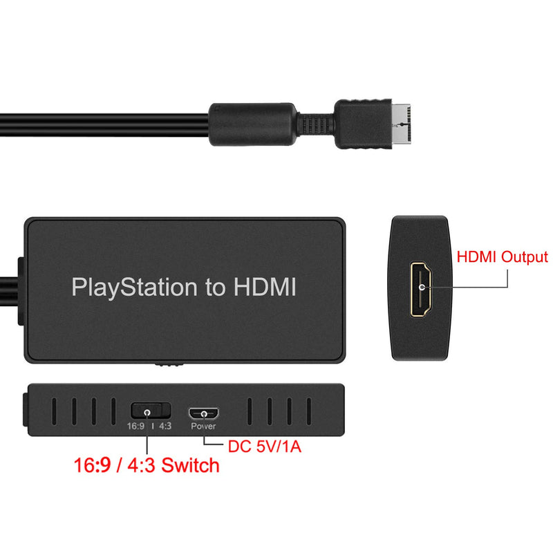 PS2 To HDMI, PS2 HDMI Cable, PS2 To HDMI Converter Support 1080P/720P, Composite To HDMI Works for PS1/2, HD Link Cable for PS2. PS1 To HDMI Cable, PS2 To HDMI Cable.