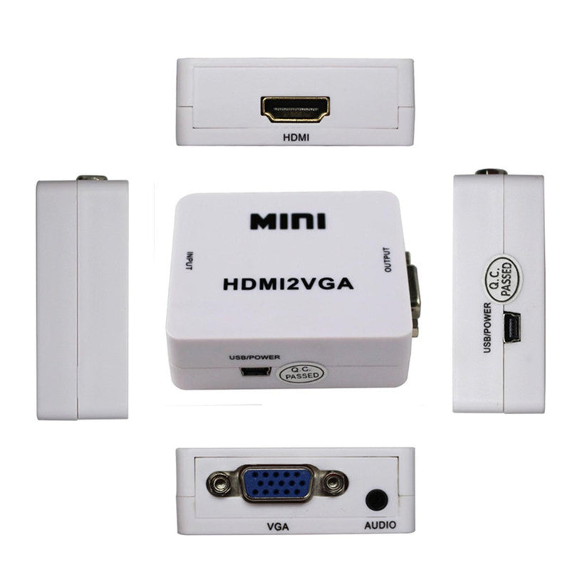Mini HDMI to VGA Converter with Audio HDMI2VGA 1080P Adapter Connector for PC Laptop to HDTV Projector