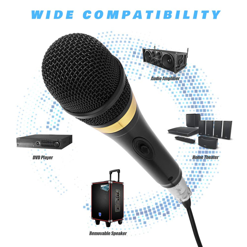 Ankuka Pro Vocal Dynamic Microphone with XLR to 6.35mm Cable for Audio Connection, Professional Handheld Mic with 13ft Wire for Stage Karaoke Singing Recording Speech Wedding Indoor Outdoor Black