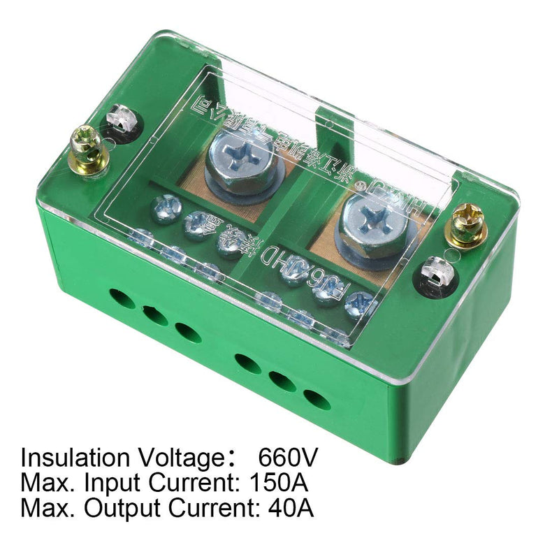 uxcell 2 Inlet 6 Outlet Terminal Strip Blocks 660V 150A Single Phase Distribution Block for Metering Box