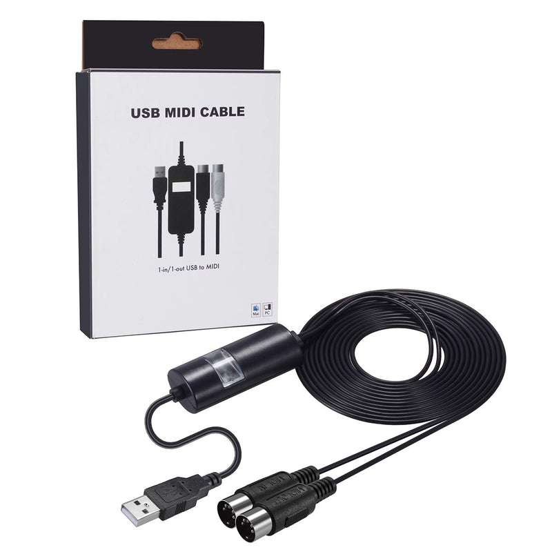 [AUSTRALIA] - LiDiVi MIDI to USB in-Out Cable MIDI Interface, Professional Piano Keyboard to PC/Laptop/Mac MIDI Adapter Cord for Home Music Studio - 6.5Ft, Black 