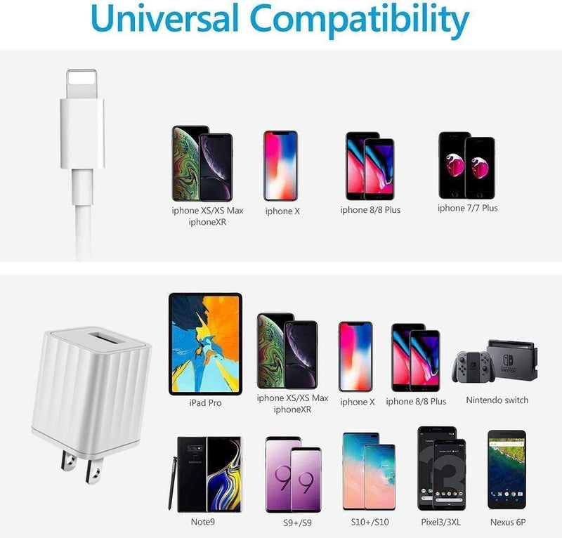 [Apple MFi Certified] iPhone Original Charger, DESOFICON 2 Pack 3FT Lightning to USB Fast Charging Sync Transfer Cable with USB Wall Charger Travel Plug Compatible with iPhone 12/11/XS/XR/X 8 7/iPad