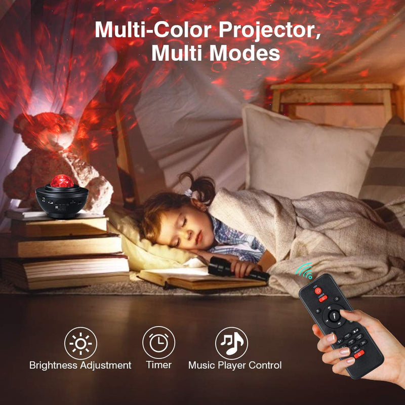 Star Projector, Galaxy Night Light Projector Remote Control Timer, LED Nebula Music Sky Light Ambience Projector (Black Star Projector) Black Star Projector