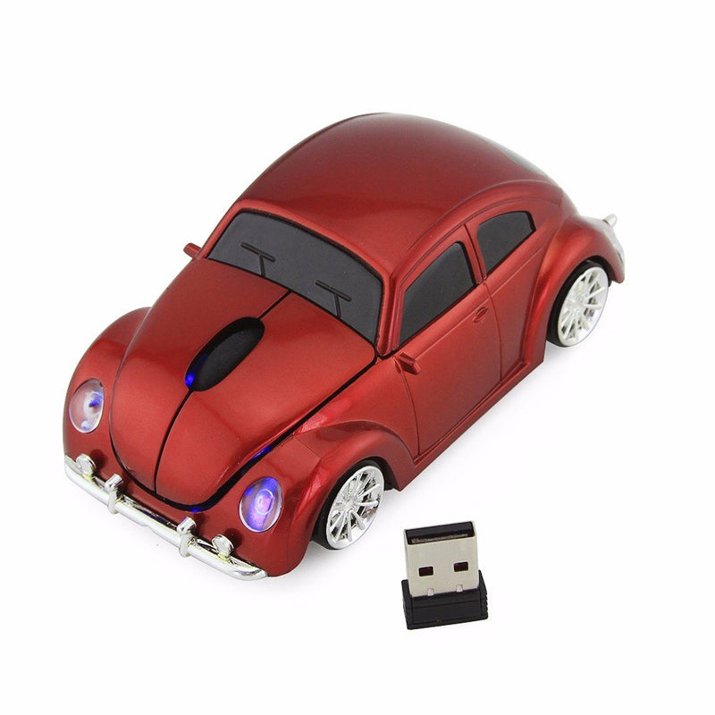 Jinfili Wireless Gaming Car Mouse Sports 2.4GHZ 3D Optical for Computer PC Mac Notebook Mini Receiver Red
