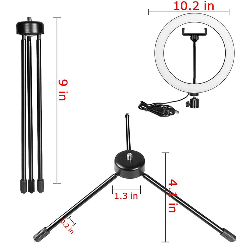 IYOKA 10.2" Selfie Ring Light with Tripod Stand & Phone Holder for Live Streaming & YouTube Video,Dimmable Aluminum Case Desk Makeup Ring Light for Photography with 3 Light Modes & 10 Brightness Level