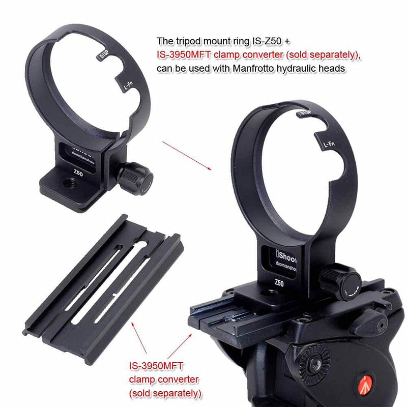 iShoot Metal Lens Collar Tripod Mount Ring Compatible with Nikon Z 50mm f/1.2 S, Lens Support Holder Bracket Bottom is Arca-Swiss Fit Quick Release Plate Dovetail Groove for Arca Type Ball Head Clamp
