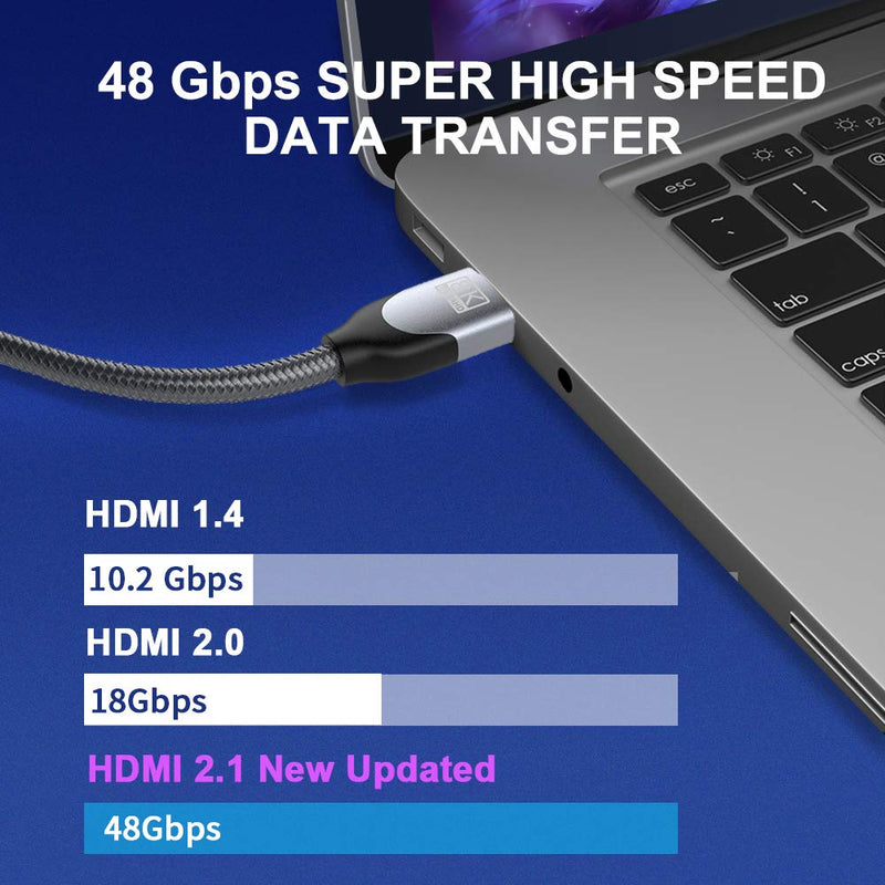 HDMI 2.1 Cable, LamToon 3.3ft 8K Ultra HD HDMI Cable |Support High Speed 48Gbps 8K@60Hz, 4K@120Hz, Dynamic HDR, eARC Compatible with Newest Apple TV,Samsung QLED TV,Xbox Series X,PS5