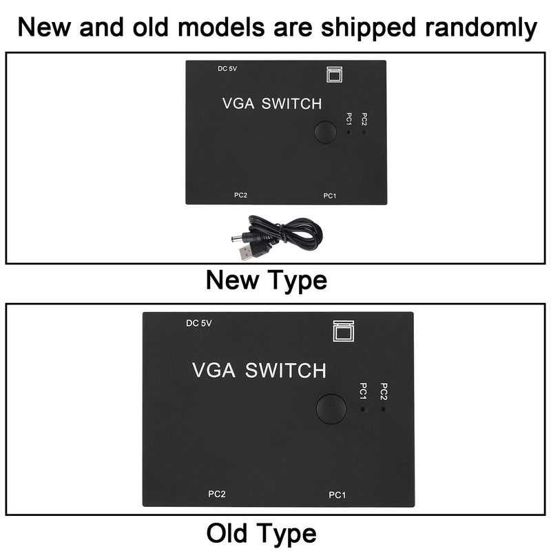 ASHATA 2-Port VGA Auto Switch Box, VGA Splitter Computer Accessory 2-In-1-Out 2 Port Switcher HD Display Accessories for Host Switch, 2x1 Dual Port Monitor VGA Switch 1920x1080