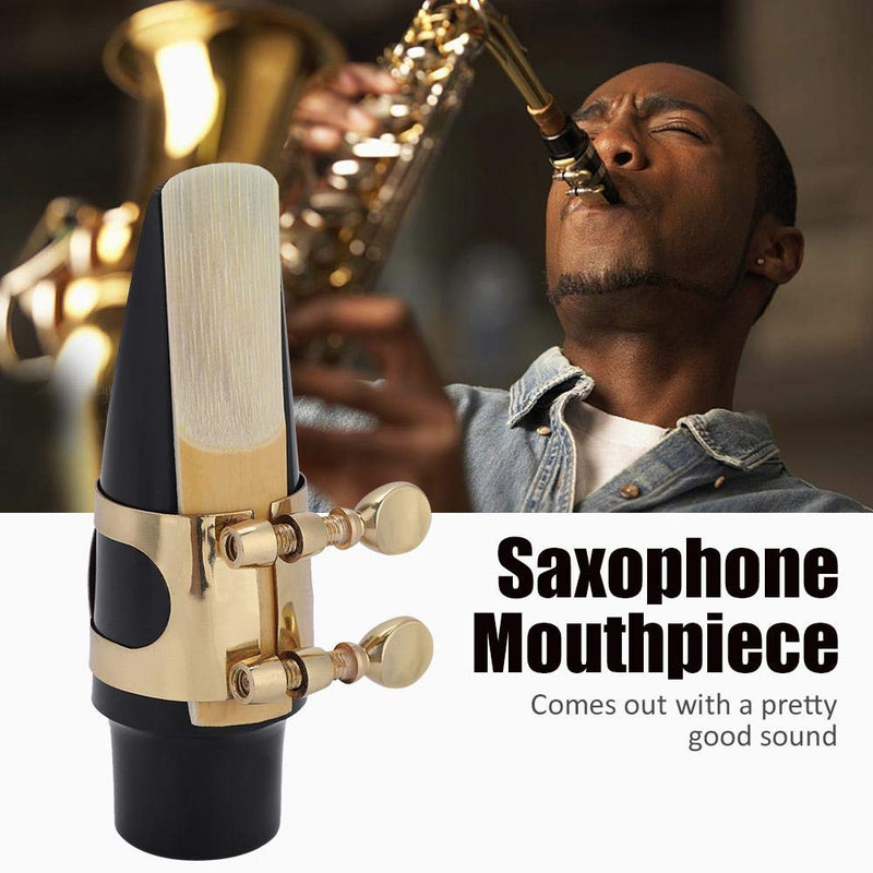 Alomejor Alto Sax Mouthpiece Set 5 in 1 Saxophone Mouthpiece Kit with Cap Metal Buckle Reed Pads Musical Instruments