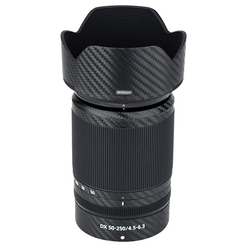 Anti-Scratch Lens & Lens Hood Cover Skin Sticker Protector Film Wrap for Nikon Nikkor Z DX 50-250mm F4.5-6.3 VR Lens & HB-90A Lens Hood Skin Guard Shield on Nikon Z 50 Z50 Camera -Carbon Fiber Pattern