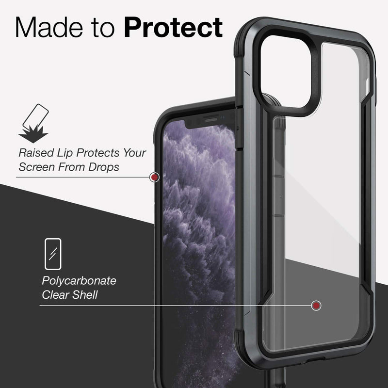 Raptic Shield, Compatible with Apple iPhone 11 Pro Max (Formerly X-Doria Shield) - Military Grade Drop Tested, Anodized Aluminum, TPU, and Polycarbonate Protective Case, iPhone 11 Pro Max, Black