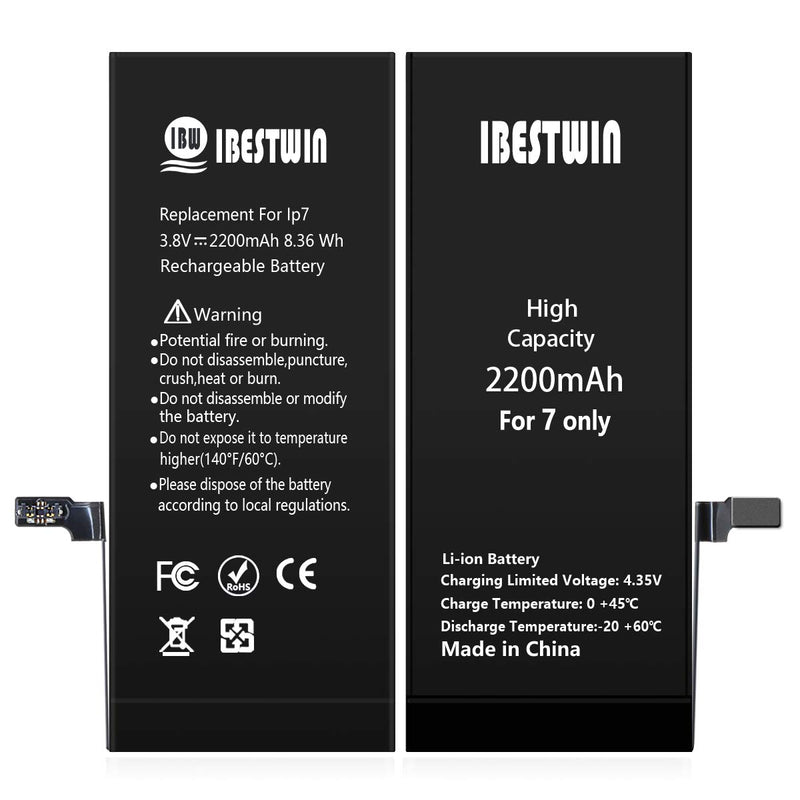 Battery for iPhone 7 IBESTWIN High Capacity 2200mAh Replacement Battery for IP 7 with Full Remove Tool Kit Adhesive and Instruction-3 Years Warranty