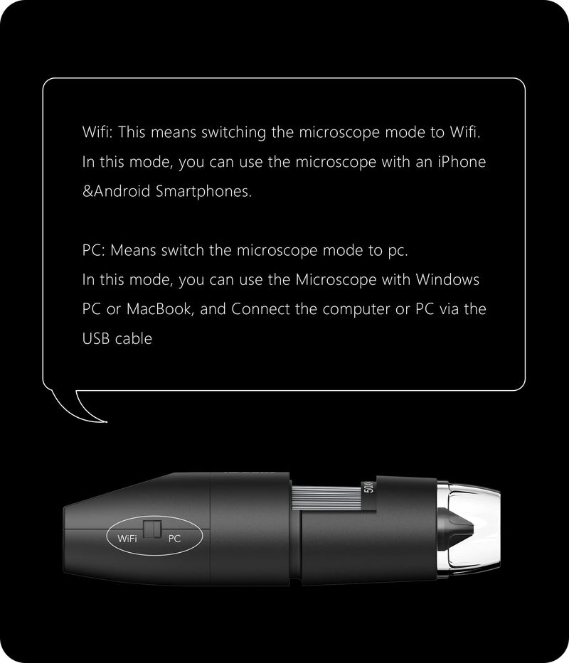 Digital Microscope Wireless Pocket Handheld USB Microscopes, 50x-1000x Zoom Fixed Focus HD Magnifier with LEDs, Inspection Camera Compatible with iPhone, Android Phone, MacBook, Windows PC (Black)