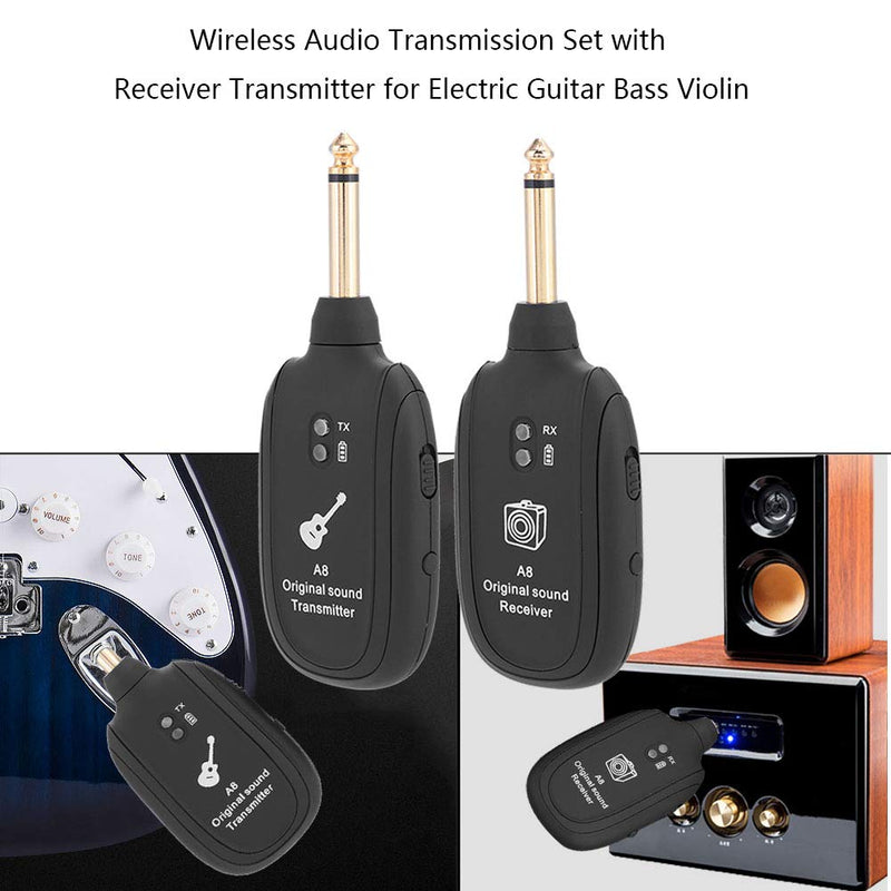 Portable Wireless Guitar System Rechargeable Guitar Transmitter Receiver Set for Electric Guitar