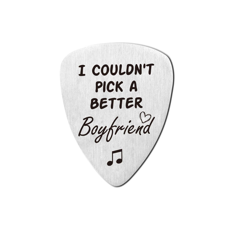 Best Boyfriend Guitar Pick Gifts for Him Men - Love Quotes Stainless Steel Guitar Pick with Guitar Pick Holder Case - Musician Gift Ideas for Graduation Birthday Valentines Christmas Gifts