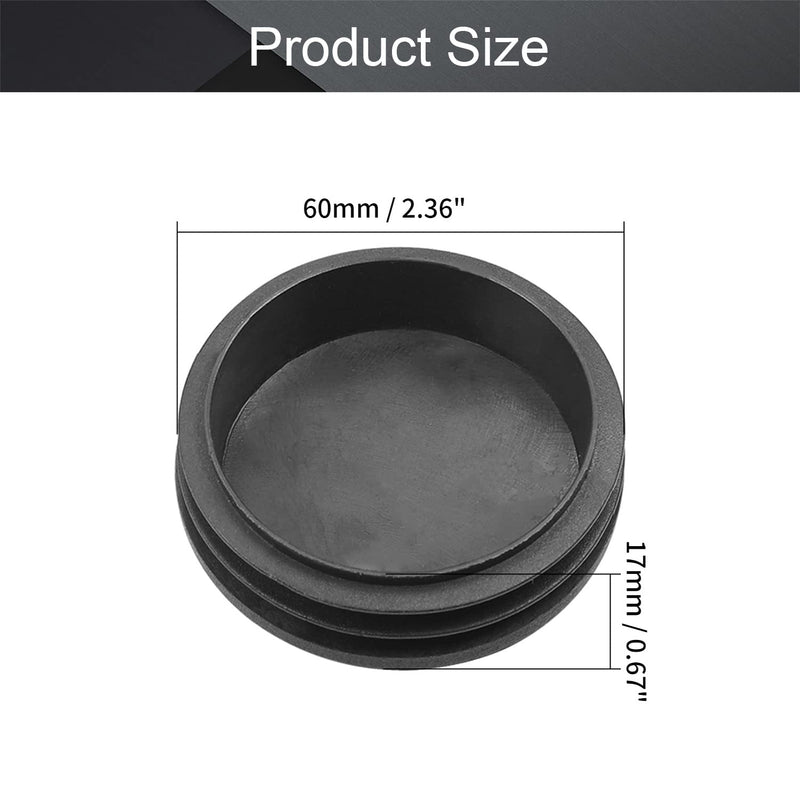 MroMax 24PCS 60mm/2.36" Dia Plastic Tubing Plug Round Post End Caps for Handrail Stair Newel Guardrail Tube Black Dia 60mm