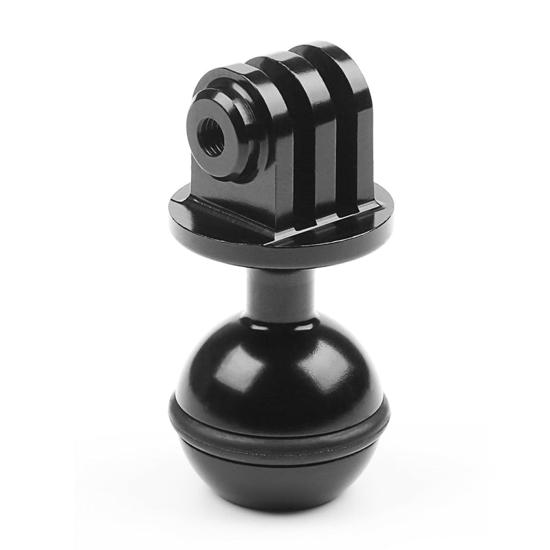 [AUSTRALIA] - QKOO Aluminum Ball Mount for GoPro Hero 10 9 8 Max 7 (2018) 6 5 4 3 Black Silver Session, Osmo Action, AKASO, SJCAM - Ball Head Mount Adapter (1-Inch Diameter Ball) with 3/8'' Screw Hole + Thumb Screw 
