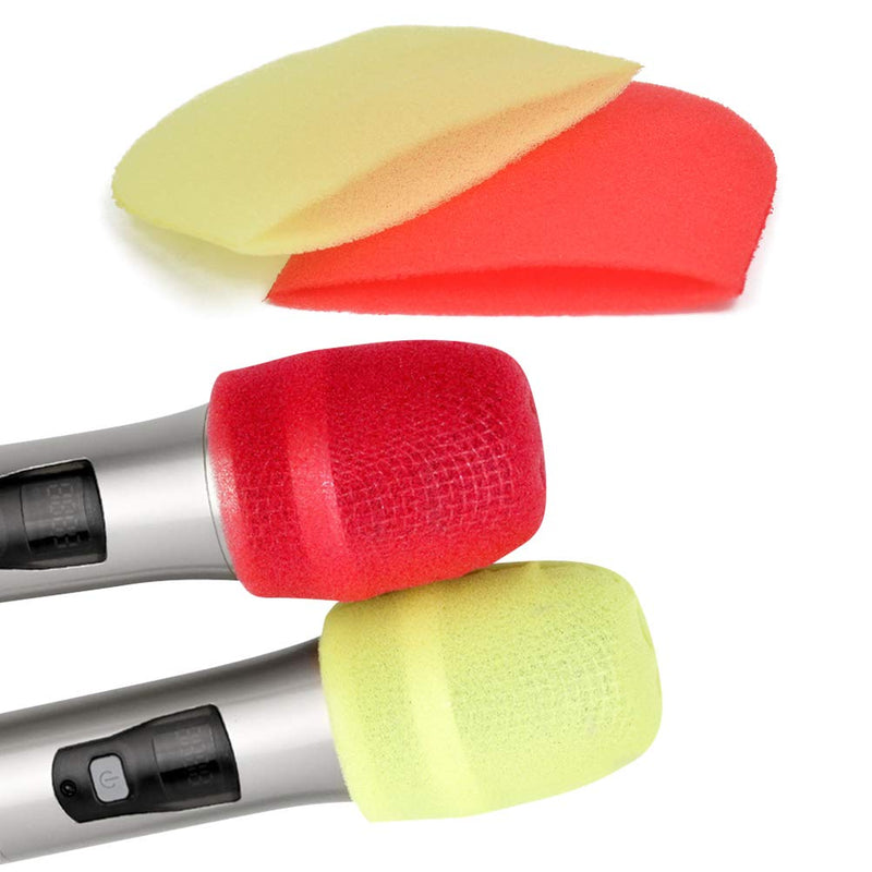 200Pcs Microphone Covers Sponge Microphone Windscreen for KTV Recording Room Meeting Interview Studio (Red, Yellow)