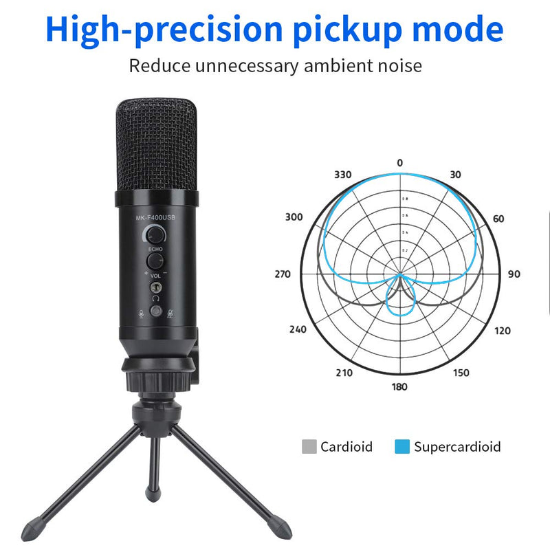 USB Microphone, PC Microphone Plug & Play with Tripod Stand, Condenser Recording Microphone on PC, Laptop, for YouTube/Skype/Vocal Recording/Podcasting/Streaming