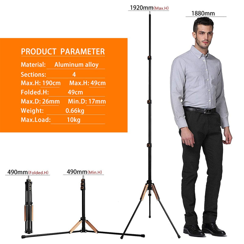 Photography Light Stand Portable Lightweight 75 inch / 6.3 Feet Aluminum Alloy Tripod Stand for Photo Studio Photographic Lighting Softbox Video Flash Umbrellas YouTube with Carry Bag