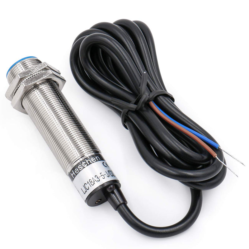 Heschen M18 Capacitive Proximity Sensor Switch Shield Type LJC18A3-5-J/DZ Detection 1-5mm 90-250VAC 400mA Normally Closed(NC) 2 Wires