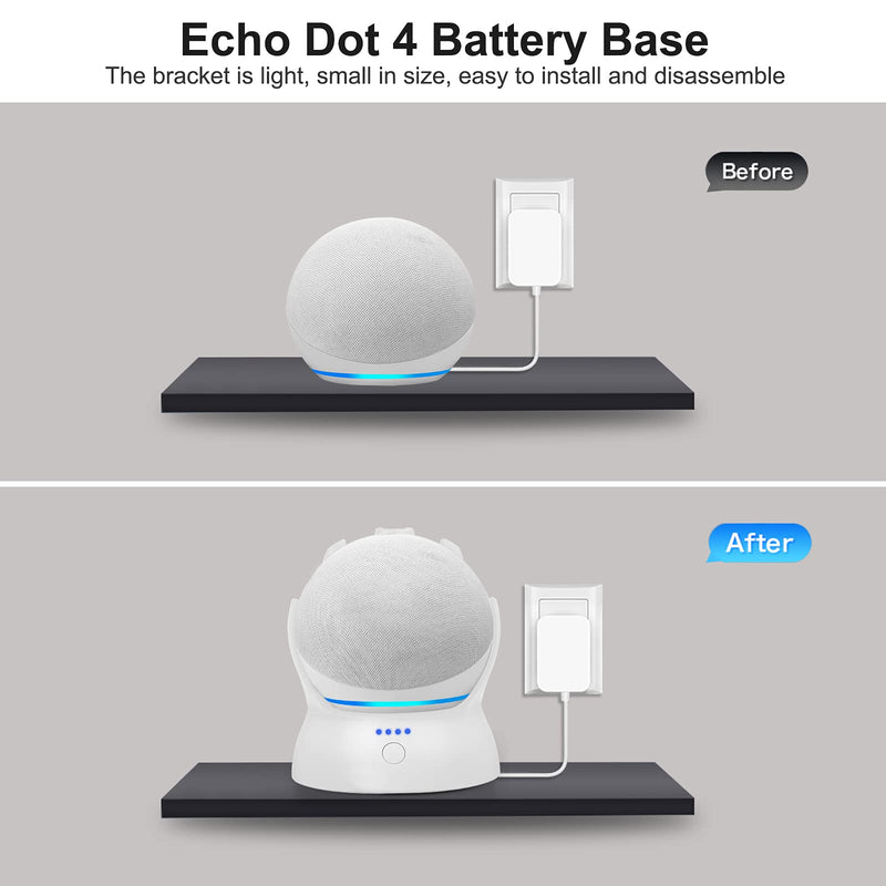 Eyglo 10000mAh H4 Battery Base Compatible for Echo Dot 4th Generation,16 Hours Playing Time,Portable Battery Charging Dock for Dot 4Gen (Gray) Gray