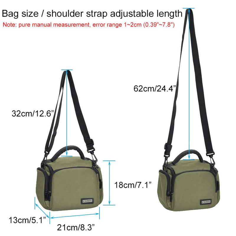 CADeN Compact Camera Shoulder Crossbody Bag Case Compatible for Nikon, Canon, Sony SLR/DSLR Mirrorless Cameras and Lenses Waterproof Green Small