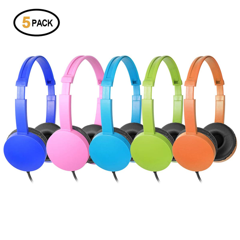 [AUSTRALIA] - Kaysent School Headphones for Classroom Students - (KHPC-5Mixed) 5 Packs Multi-Colors Kids' Headphones for School, Library, Computers, Children and Adult(No Microphone) … 5 Mixed 
