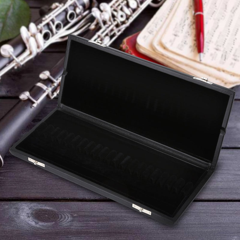 Oboe Reed Case Storage, Wooden + PU Leather Cover Reed Case Holder Storage Box for 10/12/20pcs Reeds Cover (For 20 reeds)