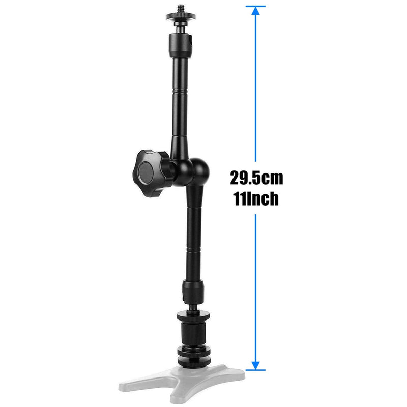 WANBY 11 Inch Articulating Friction Magic Arm Adjustable w/Hot Shoe Mount 1/4'' Tripod Screw for Camera Rig, LCD Monitor, LED Flash Lights (11'Arm)