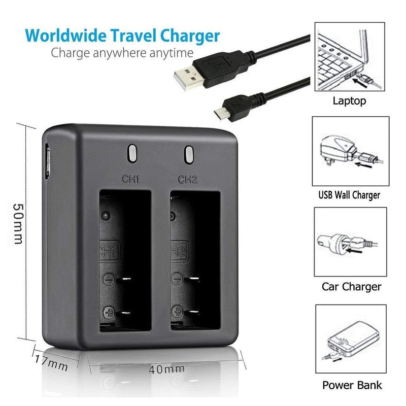 VVHOOY 3x1350mAh Rechargeable Action Camera Battery and Charger Compatible with AKASO EK7000/Brave 4/Dragon Touch Vision 3 4K/DBPOWER EX5000/Crosstour/Campark ACT74/APEMAN/Victure/Remail