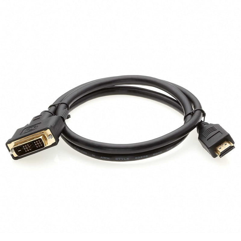 InstallerParts 3ft High-Speed HDMI to DVI-D Adapter Cable - Bi-Directional and Gold Plated - Supports 2K, 1080p for HDTV, DVD, Mac, PC, Projectors, Cable Boxes and More! 3 Feet Black