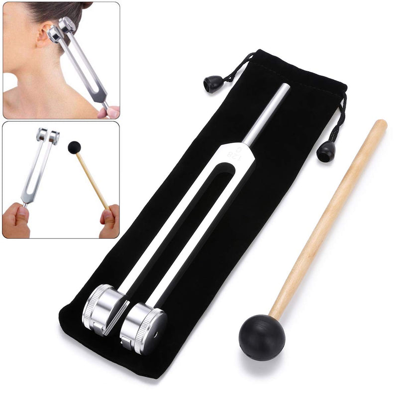 [AUSTRALIA] - Bysameyee Tuning Fork 128 Hz, C-128 Frequency Aluminum Alloy Medical Non-Magnetic Tuning Fork for Healing with Taylor Percussion Hammer Mallet (Tuning Fork 128Hz) Tuning Fork 128Hz 