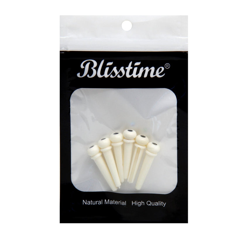 Blisstime 6pcs Guitar Bone Bridge Pins Replacement Parts with Abalone Dot