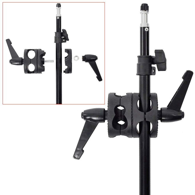 Coolbuy112 Dual Head Grip Swivel Clamp Head Holder Bracket for Photography Studio Flash Reflector Boom
