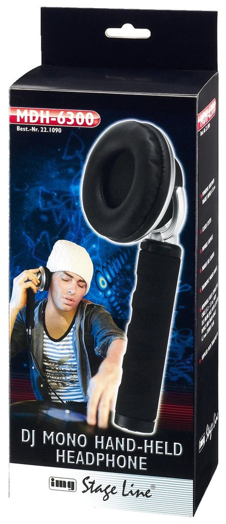 IMG Stage Line 22.1090 DJ Mono Hand-Held Headphone, Black