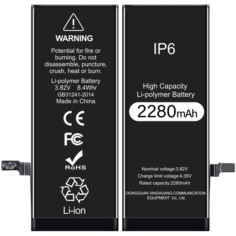 Olixm Battery for iPhone 6 2280mAh High Capacity Li-Polymer 0 Cycle Battery Replacement for iPhone 6 A1549 A1586 A1589 with Complete Repair Tool Kit and Instructions-24 Months Warranty