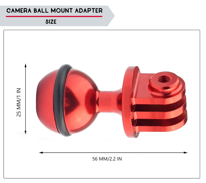 Aluminum Alloy Ball Mount Adapter for Gopro Hero Series/GitUp/AKASO/SJCAM Sports Camera, Compatible with RAM Style Mounts, Metal Ball Head Mount Bottom with 3/8'' Screw Hole Black Ball Mount Adapter