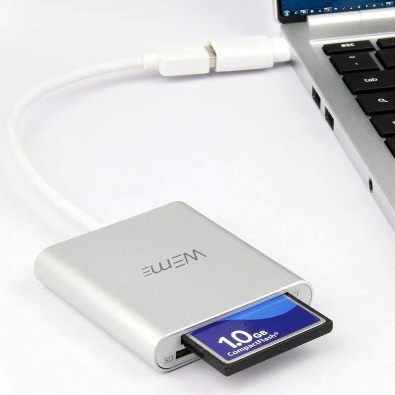 Compact Flash CF Card Reader, WEme Aluminum Multi-in-1 USB 3.0 Micro SD Card Reader with 2-in-1 Type C Adapter for PC, Mac, Macbook Mini, USB C Devices, Support Sandisk/ Lexar UHS, SDHC Memory Card USB-C card reader