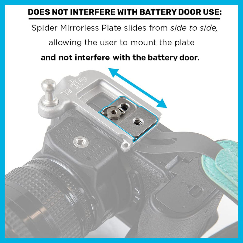 Spider Holster - Mirrorless Camera Plate - Compatible with All Spider Camera Holsters and Arca Swiss Style tripods - for use with Mirrorless Canon, Sony, Nikon, Fujifilm Mirrorless Plate