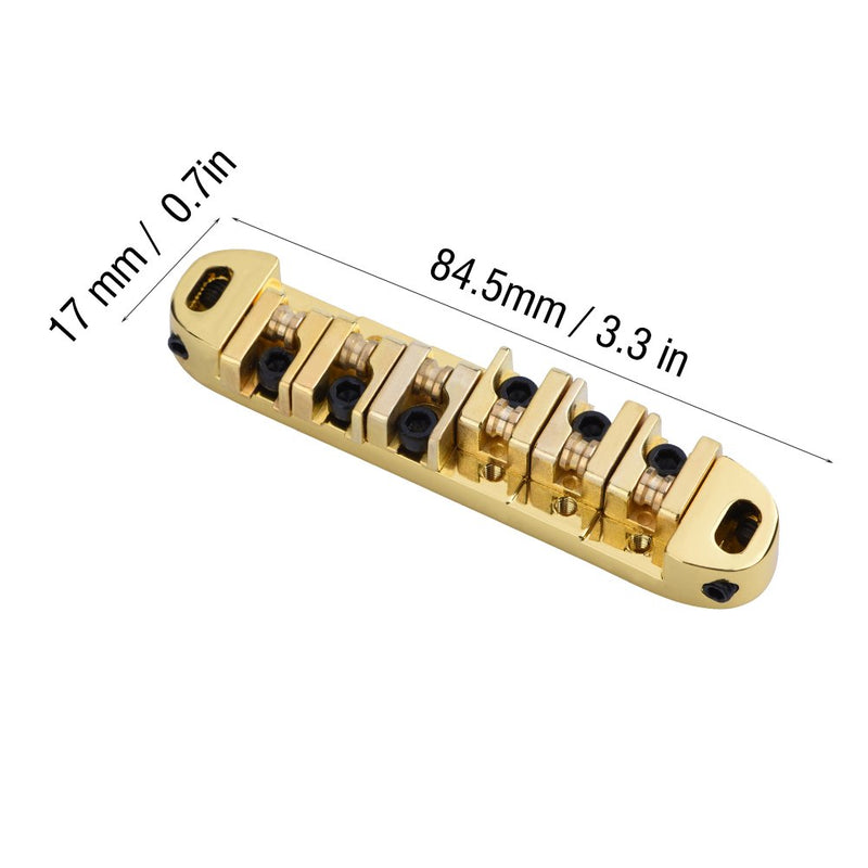 Guitar Roller Bridge with Studs Wrench Alloy Guitar Bridge Replacement Part for LP Style 6-String Electric Guitar Gold