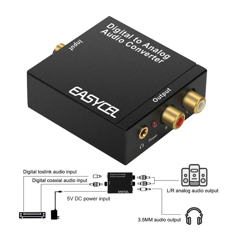 [AUSTRALIA] - EASYCEL Audio Digital to Analog Converter DAC with 3.5mm Jack, Optical SPDIF Toslink Coaxial to Analog Stereo L/R Converter with Optical Cable and Power Adapter for PS3 PS4 Xbox Roku 