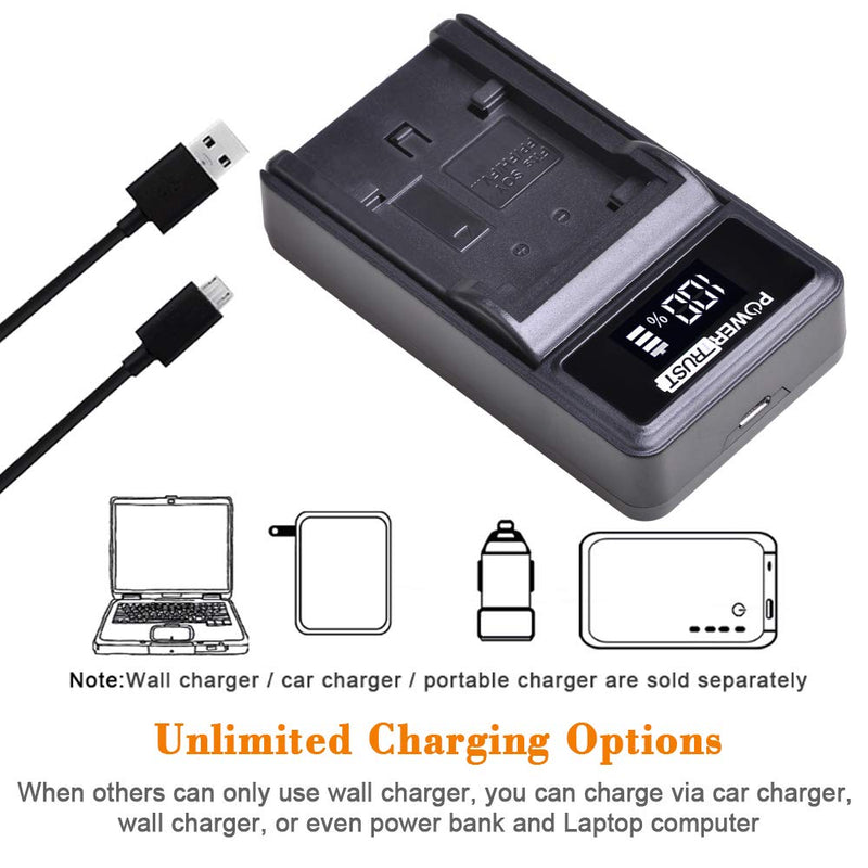 PowerTrust 1-Pack NP-FP50 NPFP50 Battery + LED USB Charger for Sony NP-FP30 DCR-DVD103, DCR-DVD105, DCR-DVD203, DCR-DVD205, DCR-DVD305, DCR-DVD92, DCR-HC20, DCR-HC21, DCR-HC26, DCR-HC30 Batteries