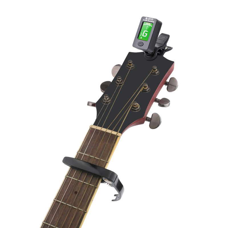 Guitar Tuner and Guitar Capo Set, Clip-On Tuner Digital Electronic Tuner Acoustic with LCD Display for Guitar, Bass, Violin, Ukulele