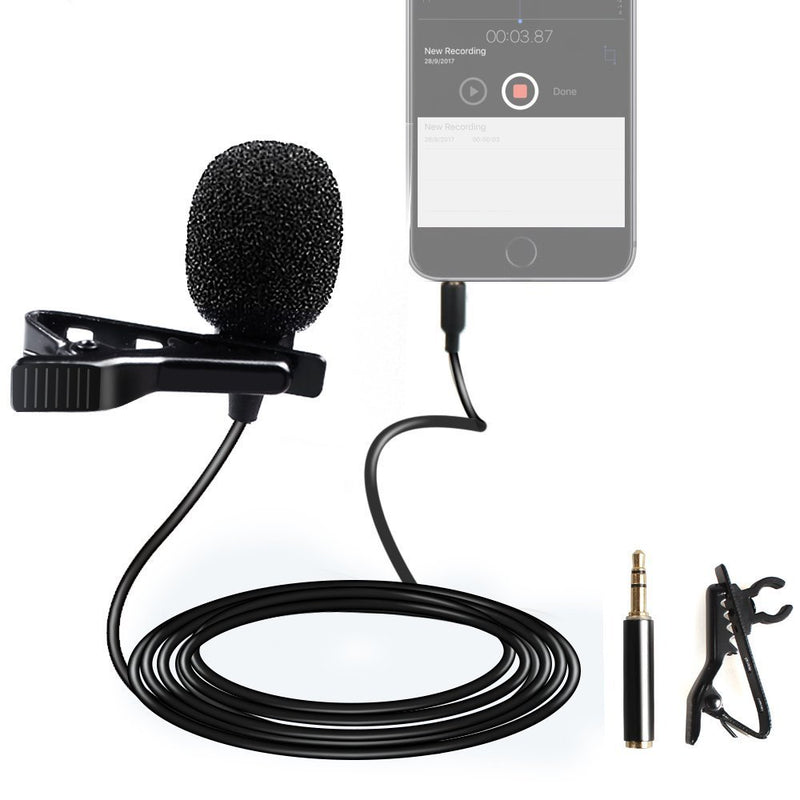 [AUSTRALIA] - E-Senior Lavalier Lapel Microphone Omnidirectional Condenser Mic with Easy Clip on System for Recording YouTube, Interview, Video Conference, Podcast(2 Mic Set) 