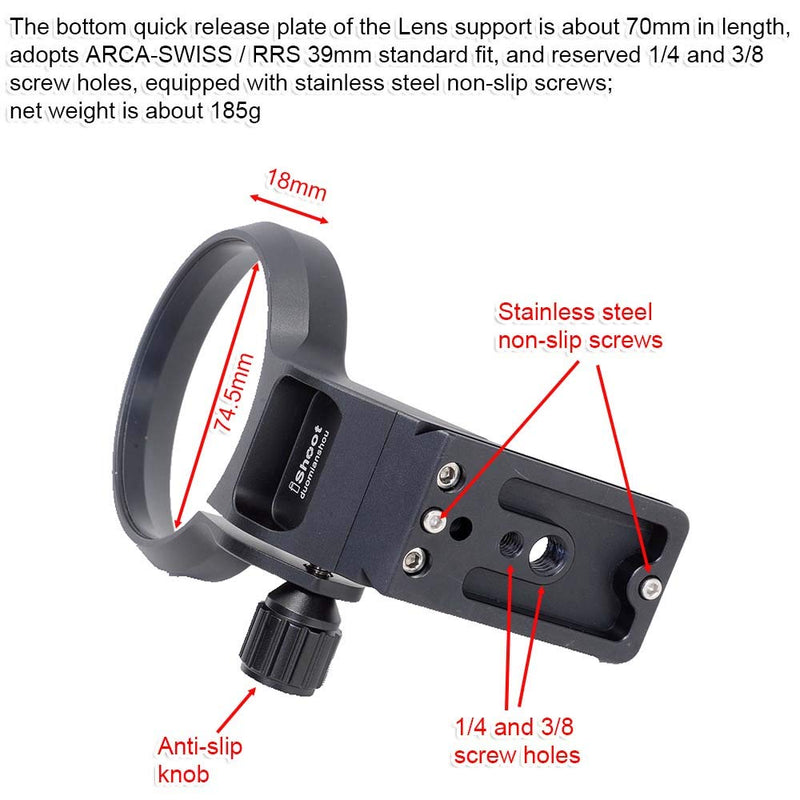 iShoot Metal Tripod Mount Ring Lens Collar Compatible with Canon RF 28-70mm f/2L USM, Lens Support Holder Bracket Bottom is Arca-Swiss Fit Quick Release Plate Suitable for ARCA Fit Tripod Head Clamp