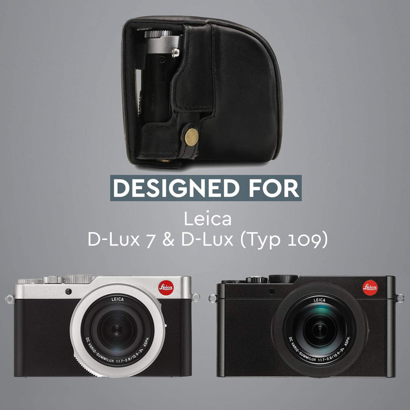 MegaGear Ever Ready Genuine Leather Camera Case Compatible with Leica D-Lux 7 Black