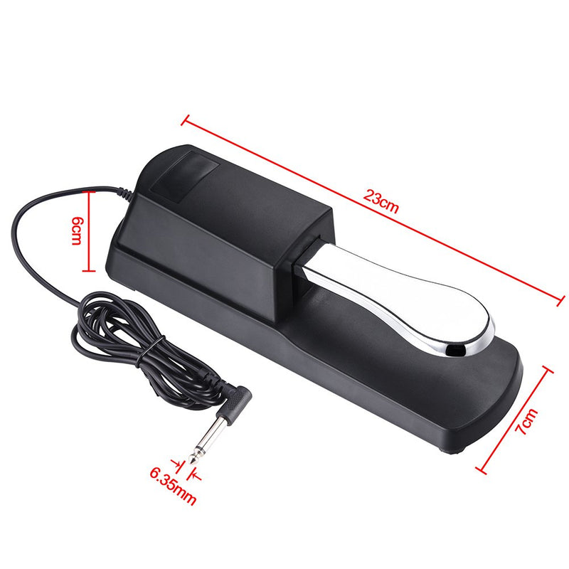 AW Universal Sustain Foot Pedal Piano-Style with Polarity Switch 1/4" Jack for Digital Piano Electronic Keyboard